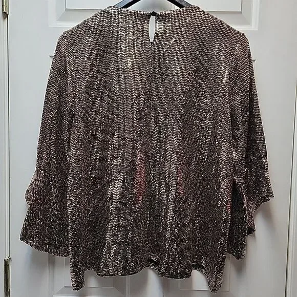 Kasper Plus Size 2X Gold & Black Metallic Top Blouse Party Festive NEW - Picture 6 of 9